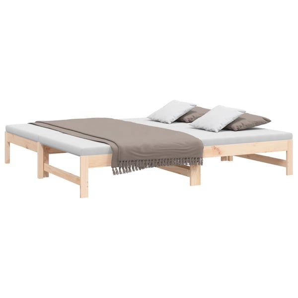 vidaXL Uttrekkbar dagseng 2x(75x190) cm heltre furu