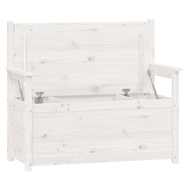 vidaXL bænk 112,5x51x,5x96,5 cm massivt fyrretræ hvid