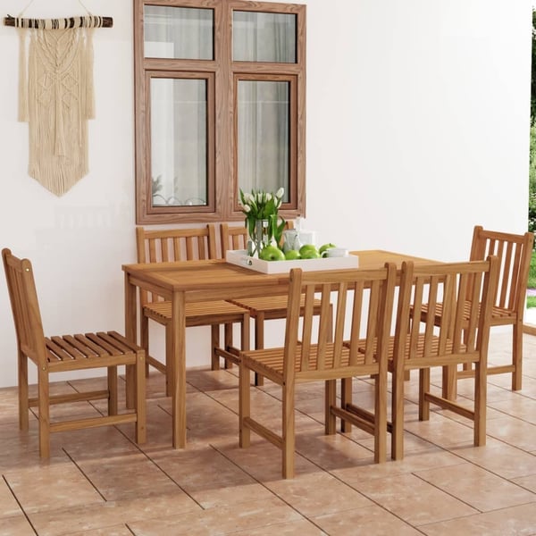 vidaXL 7-delt havespisesæt 160x80 cm massivt teaktræ