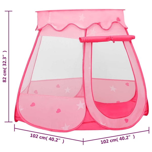 vidaXL Leketelt med 250 baller rosa 102x102x82 cm
