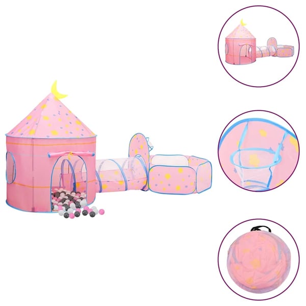 vidaXL legetelt til børn med 250 bolde 301x120x128 cm pink