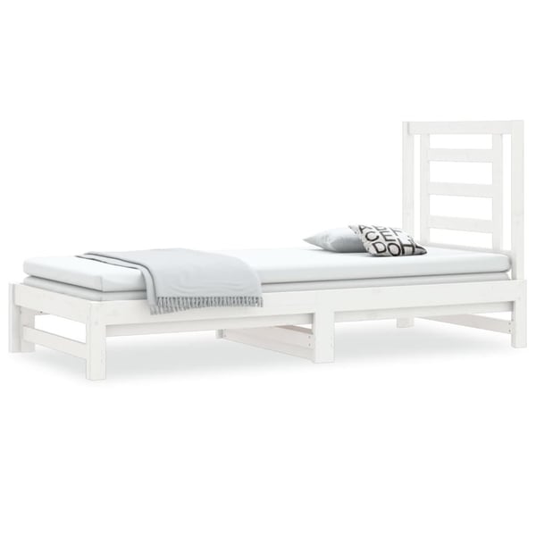 vidaXL Uttrekkbar dagseng hvit 2x(90x200) cm heltre furu