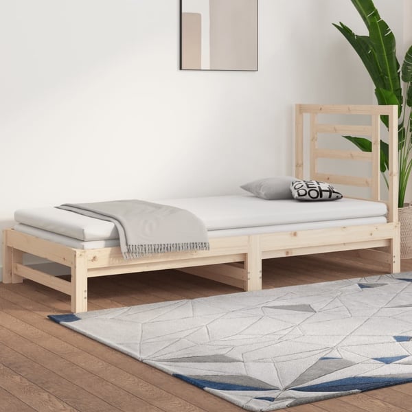 vidaXL Uttrekkbar dagseng 2x(90x200) cm heltre furu