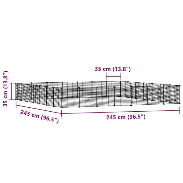 vidaXL Dyrebur 28 paneler med dør svart 35x35 cm stål