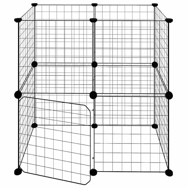 vidaXL Dyrebur 12 paneler med dør svart 35x35 cm stål