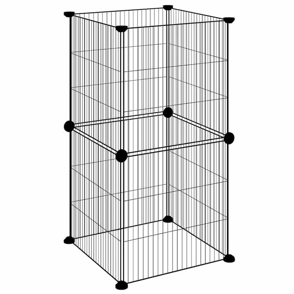 vidaXL Dyrebur 8 paneler svart 35x35 cm stål