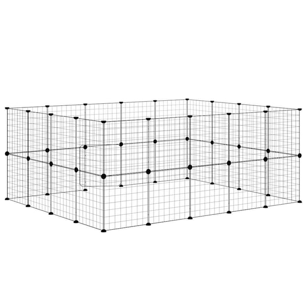 vidaXL Dyrebur 36 paneler med dør svart 35x35 cm stål