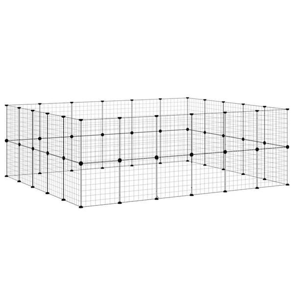 vidaXL Dyrebur 44 paneler med dør svart 35x35 cm stål