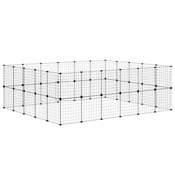vidaXL Dyrebur 44 paneler med dør svart 35x35 cm stål