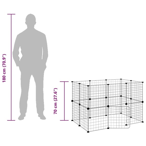 vidaXL Dyrebur 20 paneler med dør svart 35x35 cm stål