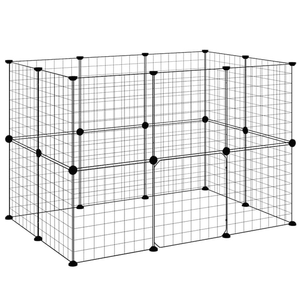 vidaXL Dyrebur 20 paneler med dør svart 35x35 cm stål