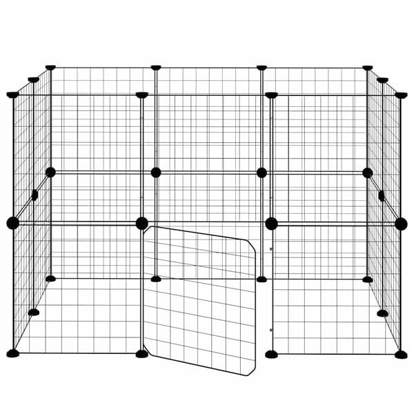 vidaXL Dyrebur 20 paneler med dør svart 35x35 cm stål