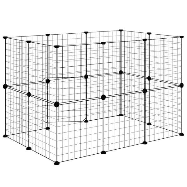 vidaXL Dyrebur 20 paneler med dør svart 35x35 cm stål