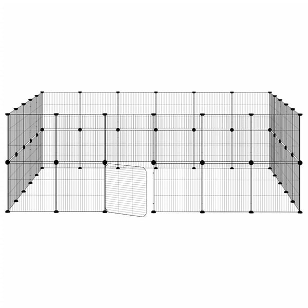 vidaXL Dyrebur 44 paneler med dør svart 35x35 cm stål