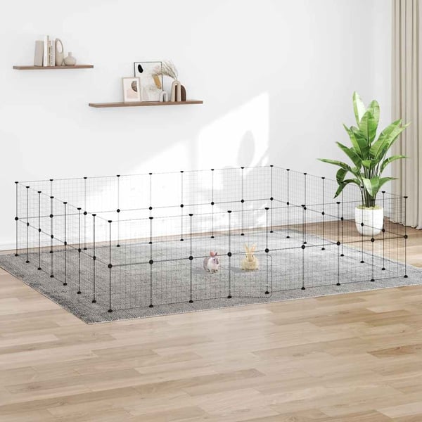 vidaXL Dyrebur 60 paneler med dør svart 35x35 cm stål
