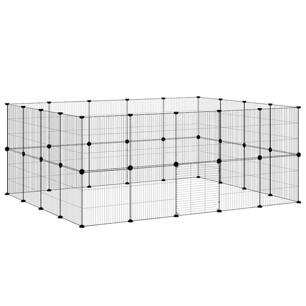 vidaXL Dyrebur 36 paneler med dør svart 35x35 cm stål