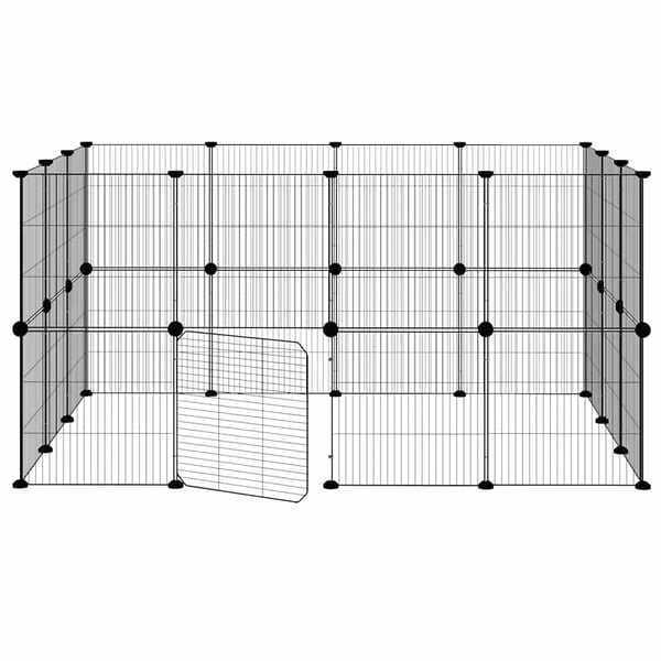 vidaXL Dyrebur 28 paneler med dør svart 35x35 cm stål