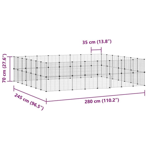 vidaXL Dyrebur 60 paneler med dør svart 35x35 cm stål