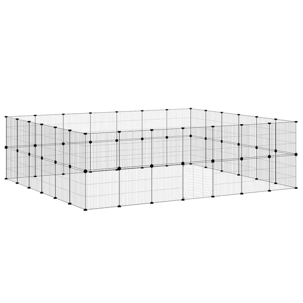 vidaXL Dyrebur 52 paneler med dør svart 35x35 cm stål