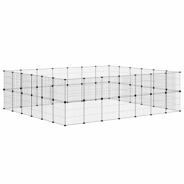vidaXL Dyrebur 52 paneler med dør svart 35x35 cm stål