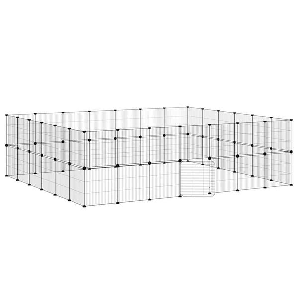 vidaXL Dyrebur 52 paneler med dør svart 35x35 cm stål