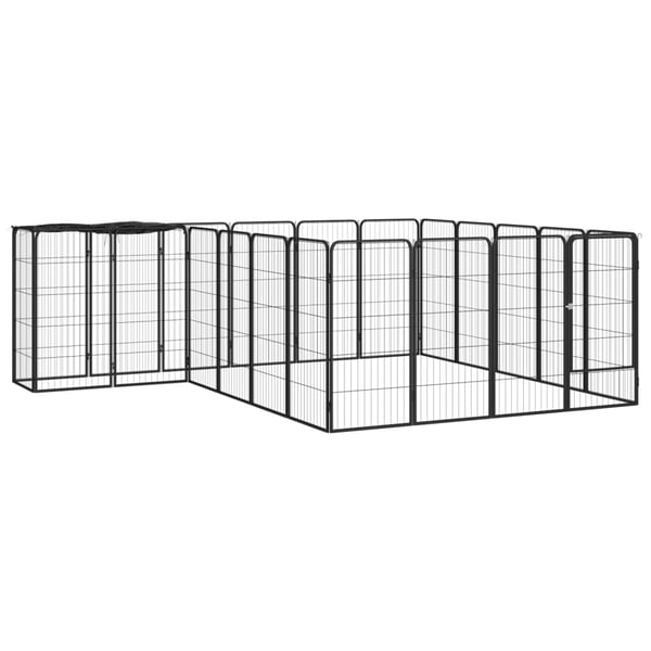 vidaXL 22-panels hundegård 50x100 cm pulverlakeret stål sort