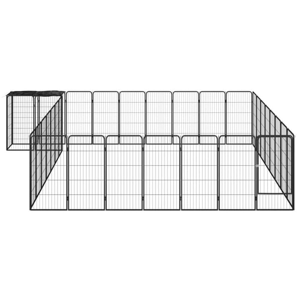 vidaXL 34-panels hundegård 50x100 cm pulverlakeret stål sort