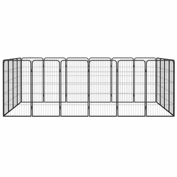 vidaXL 20-panels hundegård 50x100 cm pulverlakeret stål sort