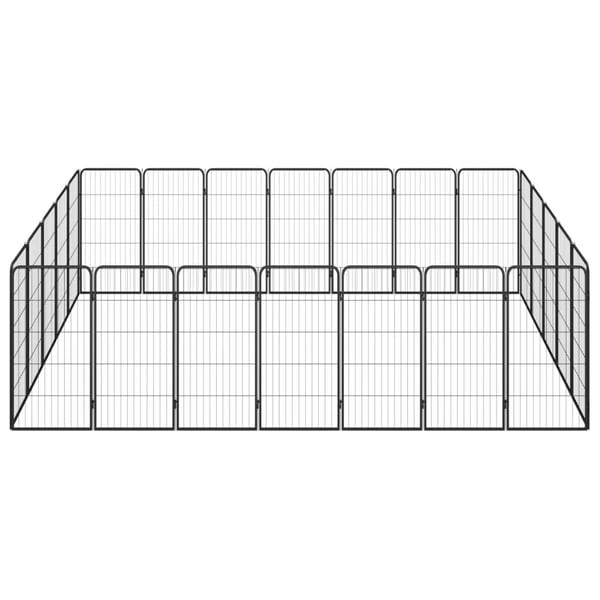 vidaXL 24-panels hundegård 50x100 cm pulverlakeret stål sort