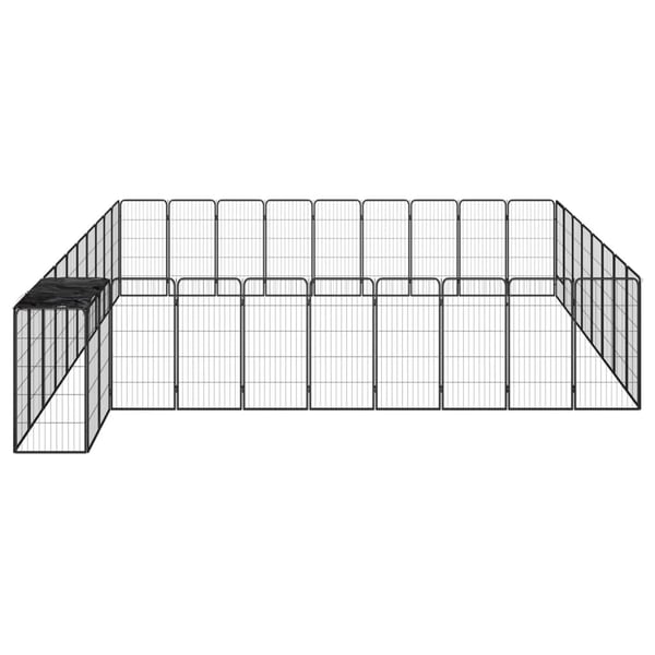 vidaXL 38-panels hundegård 50x100 cm pulverlakeret stål sort
