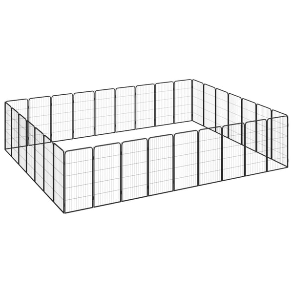 vidaXL 32-panels hundegård 50x100 cm pulverlakeret stål sort