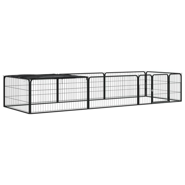 vidaXL 8-panels hundegård 100x50 cm pulverlakeret stål sort