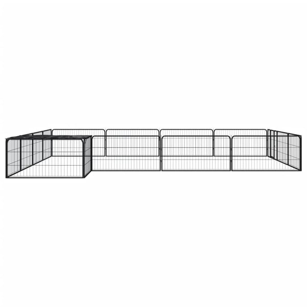 vidaXL 16-panels hundegård 100x50 cm pulverlakeret stål sort