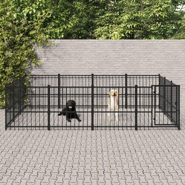 vidaXL Hundgård för utomhusbruk stål 11,58 m²