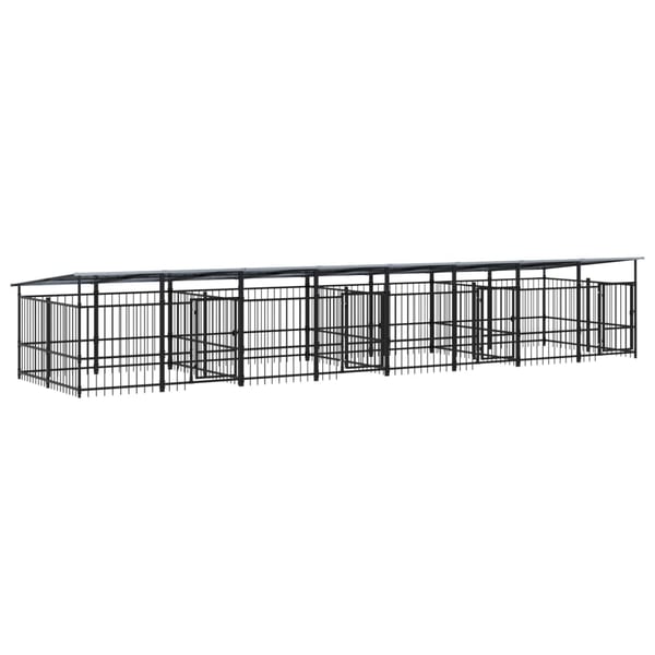 vidaXL Koiran ulkohäkki katoksella teräs 15,02 m²