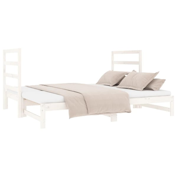 vidaXL Uttrekkbar dagseng hvit 2x(90x190) cm heltre furu