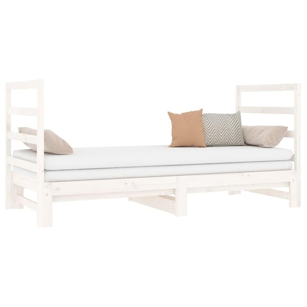 vidaXL Uttrekkbar dagseng hvit 2x(90x190) cm heltre furu