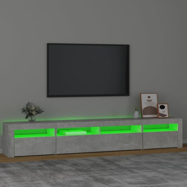 vidaXL TV-benk med LED-lys betonggrå 240x35x40 cm