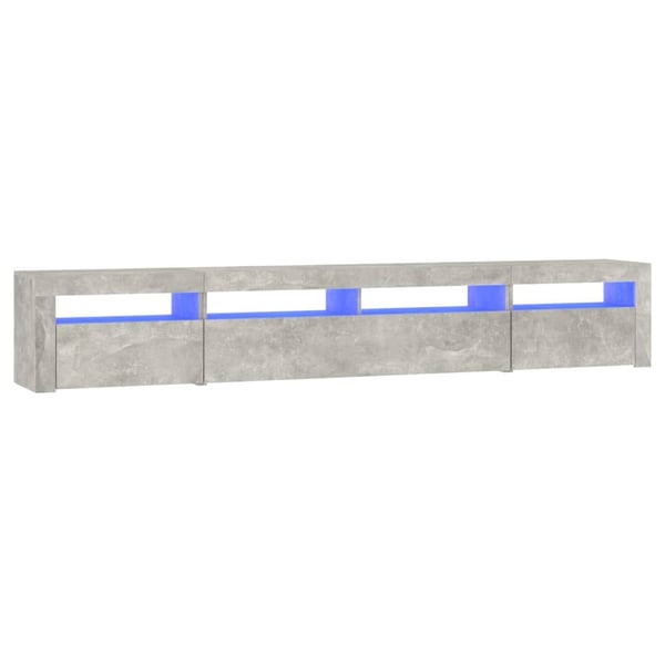 vidaXL TV-benk med LED-lys betonggrå 240x35x40 cm