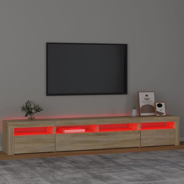 vidaXL TV-benk med LED-lys sonoma eik 240x35x40 cm