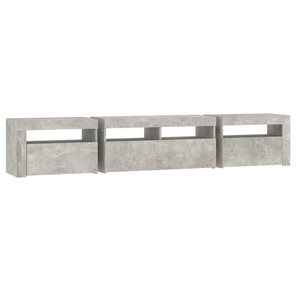 vidaXL TV-benk med LED-lys betonggrå 210x35x40 cm