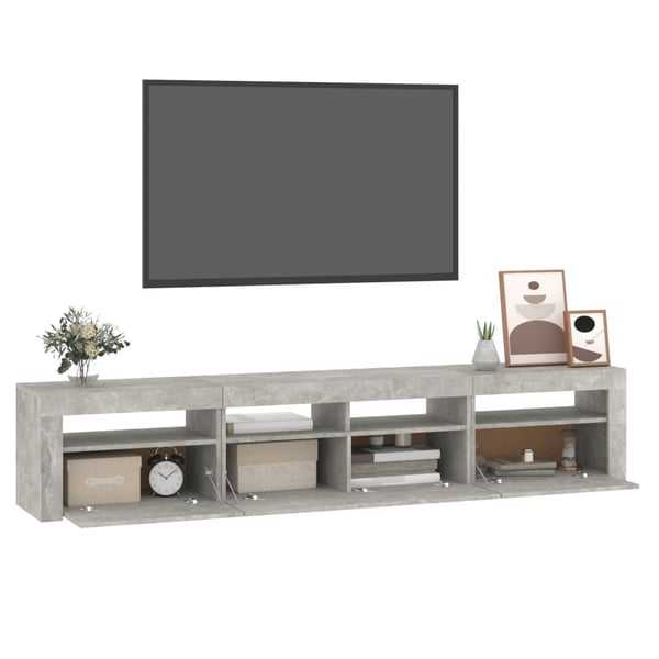 vidaXL TV-benk med LED-lys betonggrå 210x35x40 cm