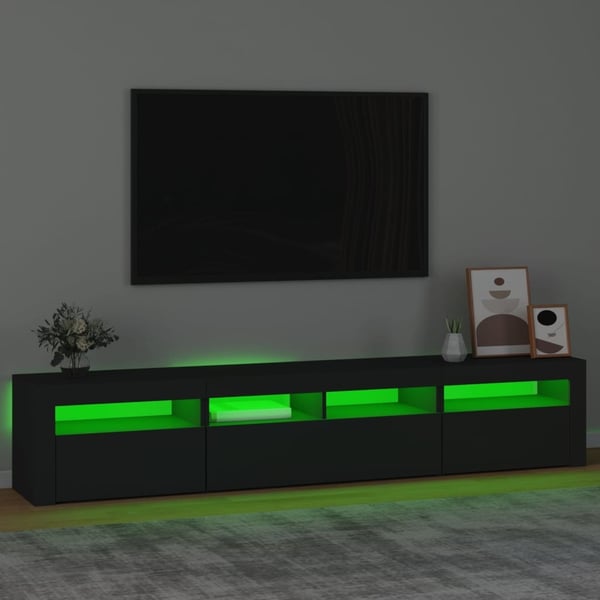 vidaXL tv-skab med LED-lys 210x35x40 cm sort
