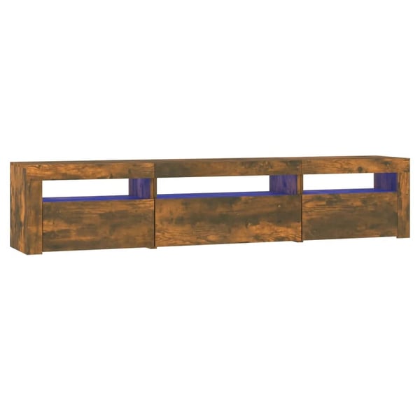 vidaXL TV-benk med LED-lys røkt eik 195 x 35 x 40 cm