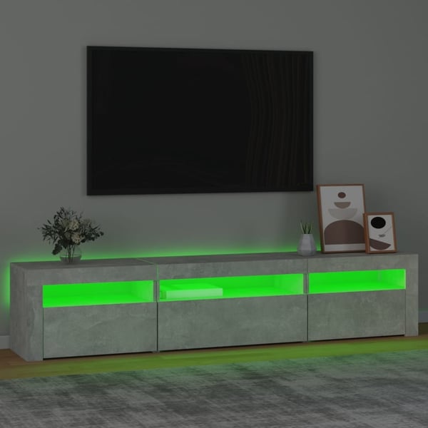 vidaXL TV-benk med LED-lys betonggrå 195x35x40 cm