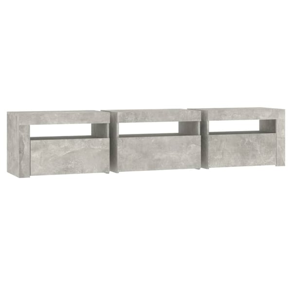 vidaXL TV-benk med LED-lys betonggrå 180x35x40 cm