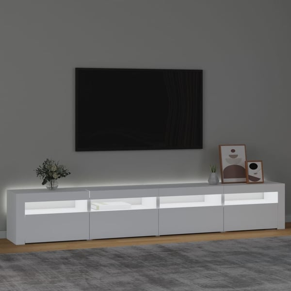 vidaXL TV-benk med LED-lys hvit 240x35x40 cm