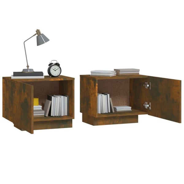 vidaXL sengebord 100x35x40 cm konstrueret træ røget egetræsfarve
