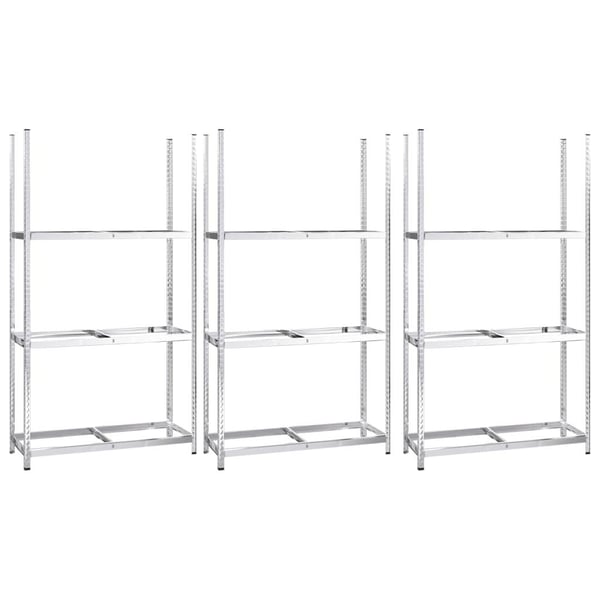 vidaXL 3-tasoinen Rengasteline 3 kpl hopea 110x40x200 cm teräs
