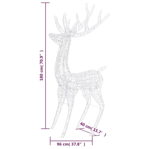 vidaXL Julereinsdyr XXL akryl 250 LED 2 stk 180 cm flerfarget
